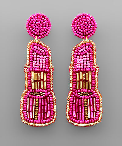 Lipstick Beaded Earrings