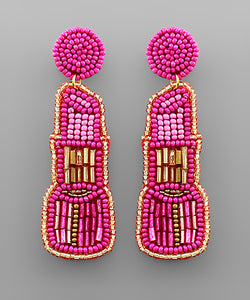 Lipstick Beaded Earrings