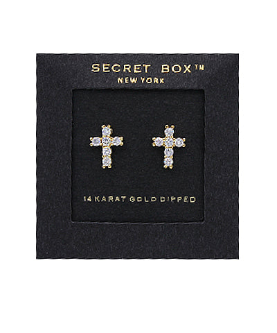 Silver Cz Cross Studs