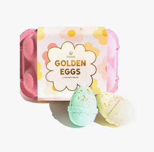 Pink Container Golden Eggs Bath Bombs