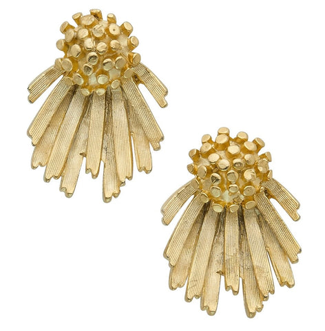 Susan Shaw Gold Cluster/Fan Earrings (1649G)