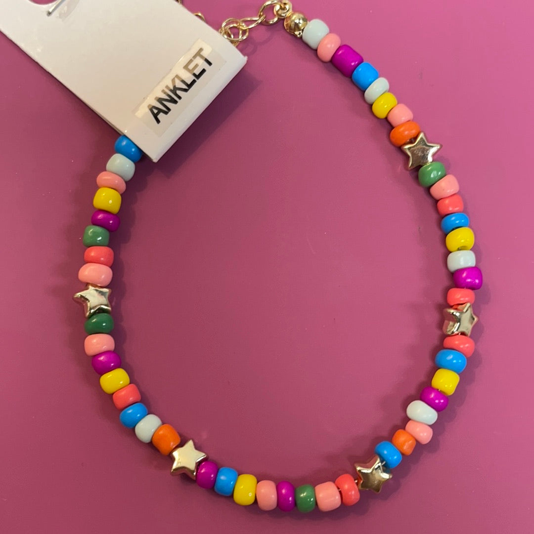 Beaded star anklet