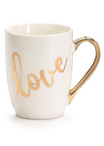 White Porcelain Mug with Gold Love
