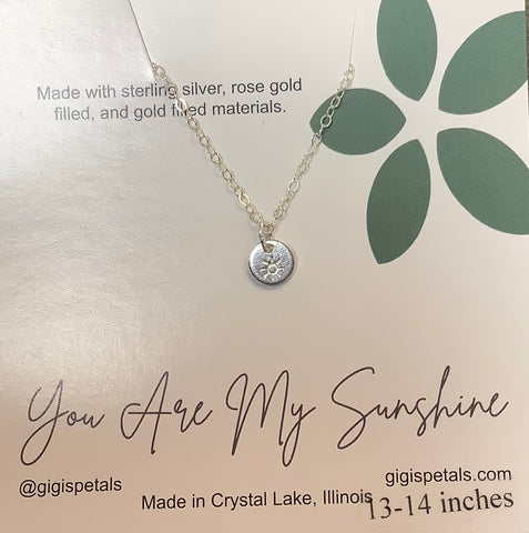 You are My Sunshine Silver Disc Necklace