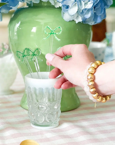 Green Bow Acrylic Stir Sticks