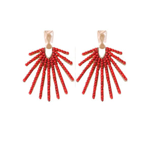 Red Sunburst Drop Earrings