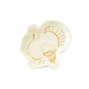 Gold Turkey Shaped Plate 8ct -Thanksgiving
