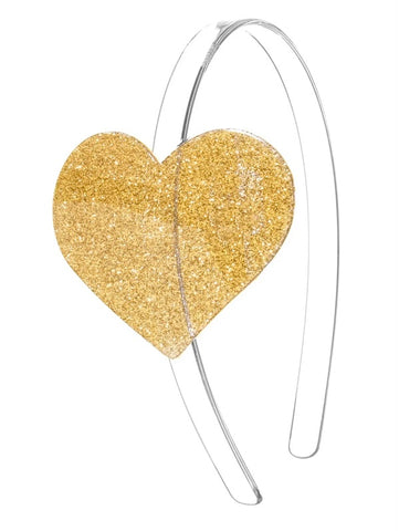 Lilies and Roses Gold Glitter Heart Acrylic Headband