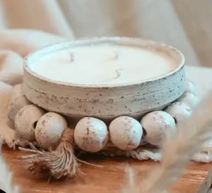 Round Beaded Clay Pottery Candle-Volcano