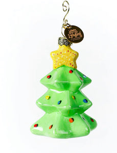 Green glass tree ornament