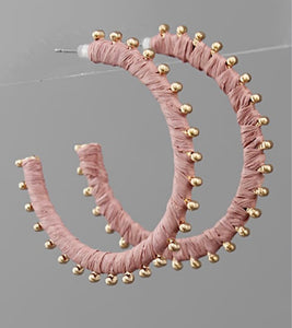 Blush Pink with Gold Studs Hoop Earrings