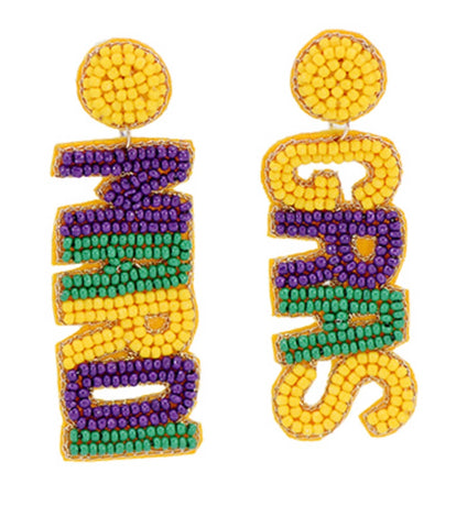 “Mardi Gras” Beaded Earrings