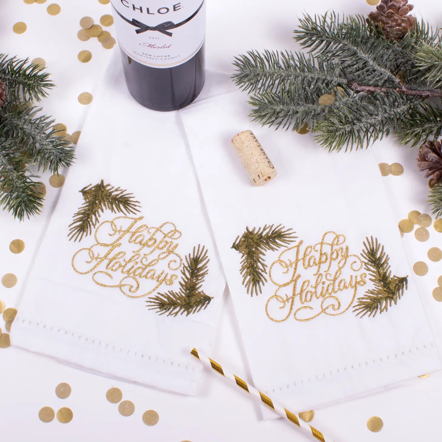 Happy Holidays Tea Towel