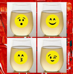 Wine-Oh Emoji 4-Pack Shatterproof Wine Glasses