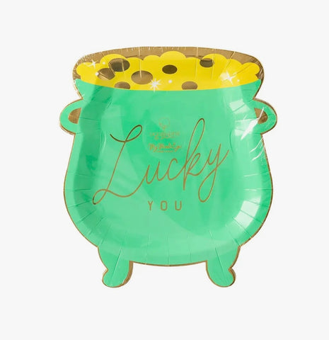 Lucky You Pot of Gold Die-Cut Paper Plates