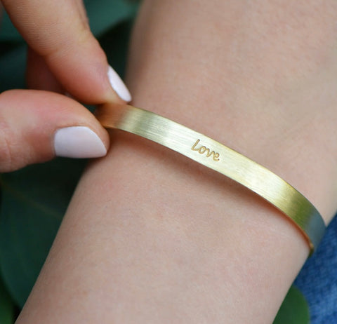 Love Gold Brass Cuff Bracelet
