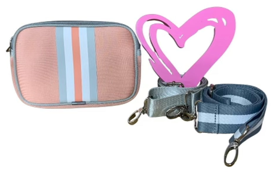 Neoprene Dual Zipper Belt/Crossbody - Peach