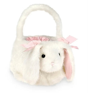 White Fuzzy Bunny Easter Basket