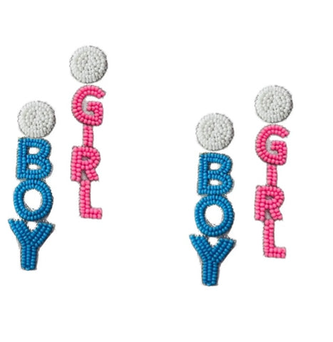 GIRL/ BOY Gender Reveal Beaded Earrings