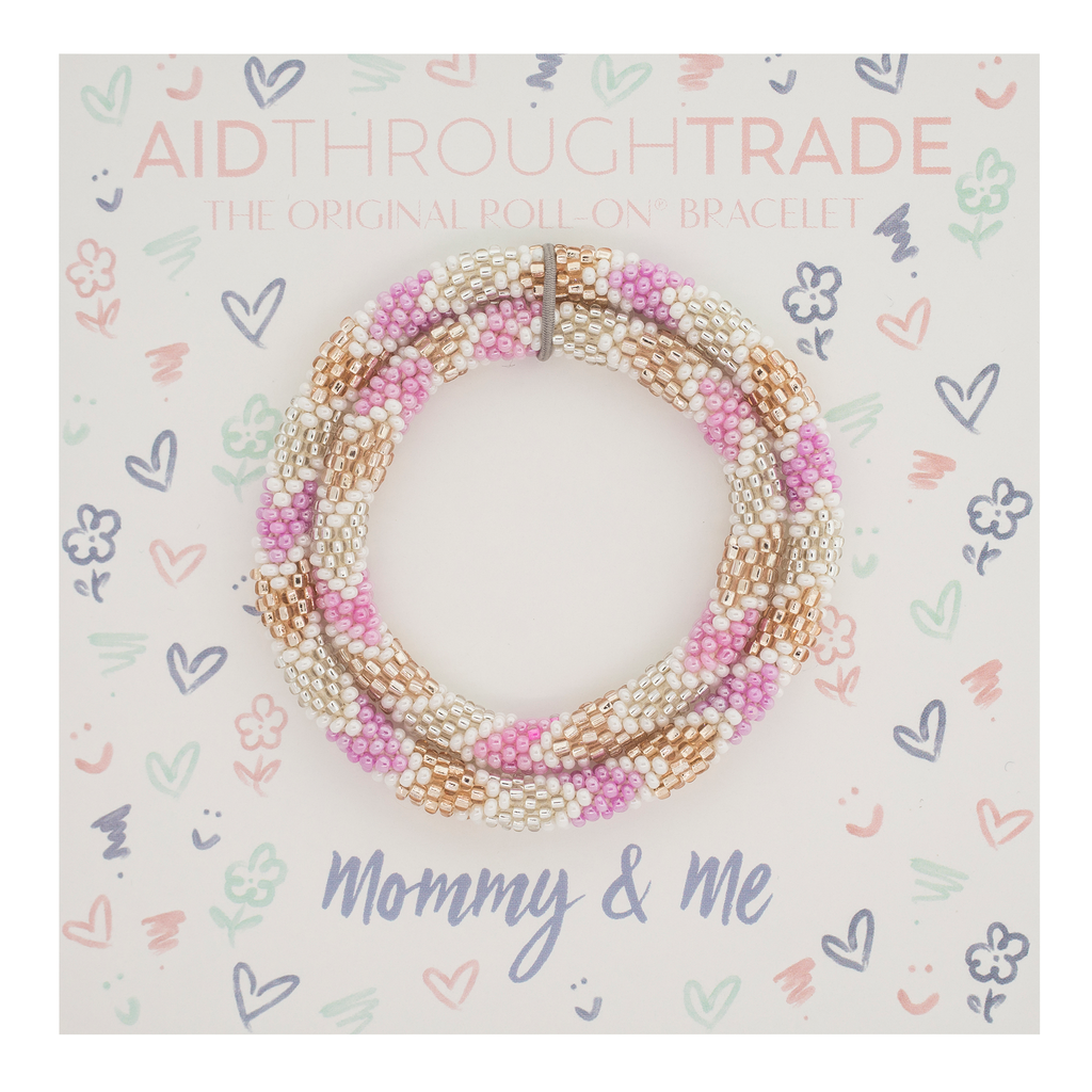 Mommy & Me Bracelet Set- pink, gold & silver dollhouse