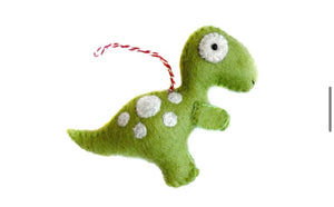T-Rex Dinosaur Ornament, Felt Wool