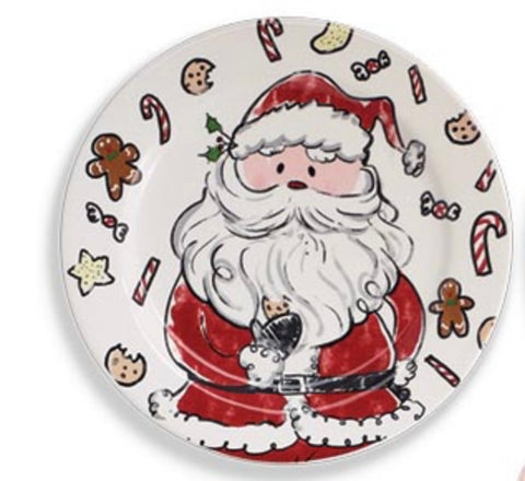 8” Santa with Cookies Ceramic Plate