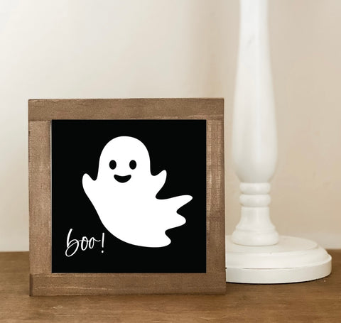 Ghost Boo Wooden Sign
