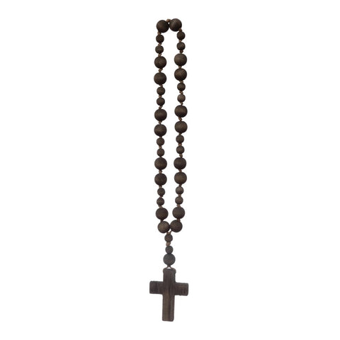 Wood Bead Rosary with Cross