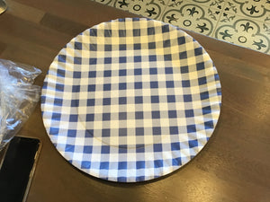 Blue gingham large melamine platter