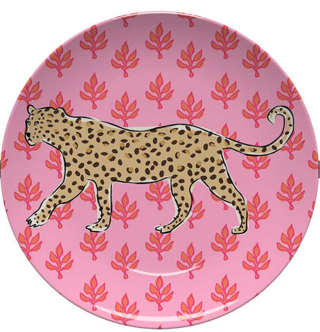 ClaireBella Leopard Pink Flora Melamine Plate