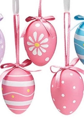 Pink Painted Ornament Easter Eggs Set of 12