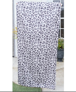 Taupe and Black Leopard Beach Towel