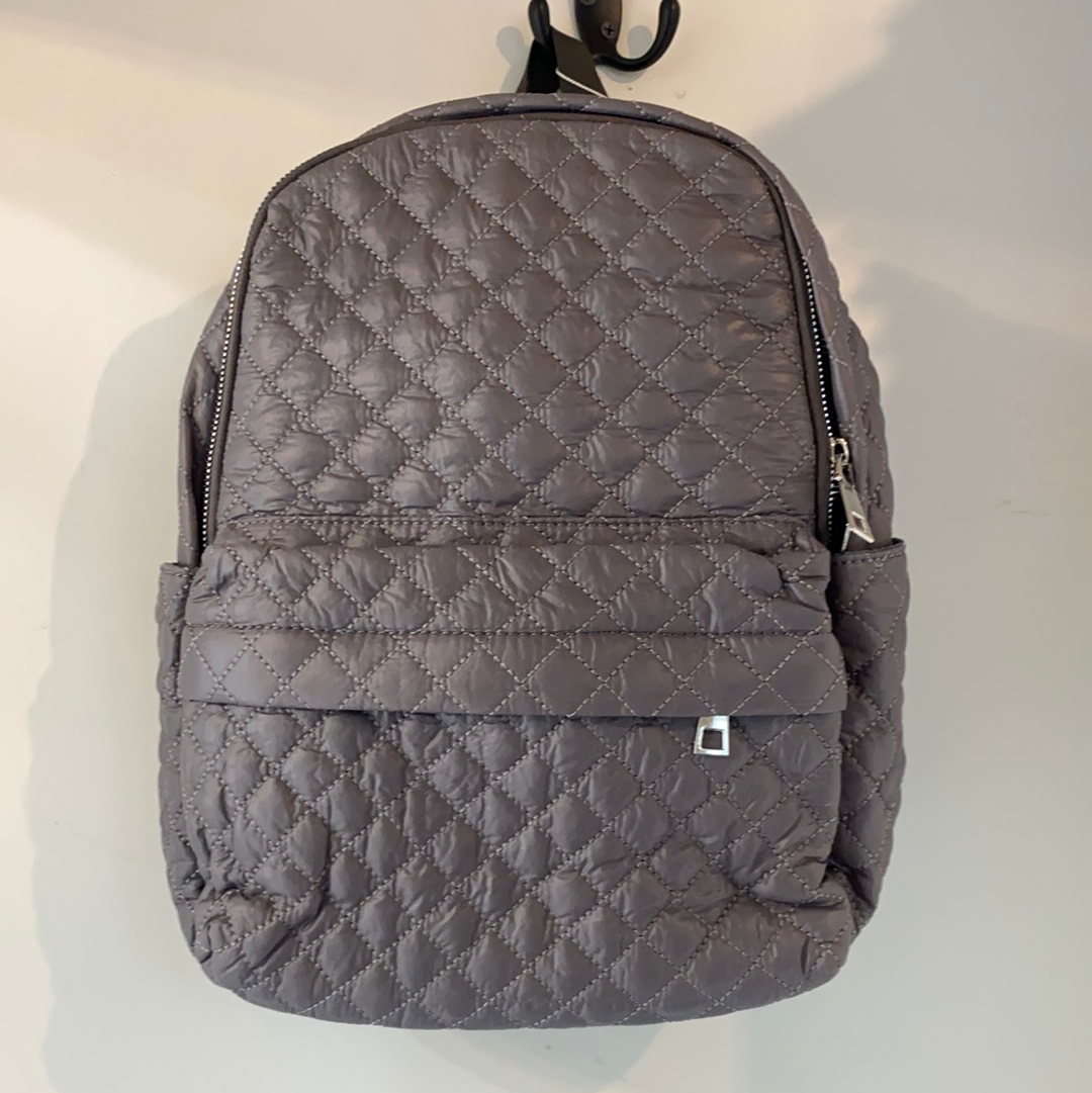 Grey Quilted Mini Backpack