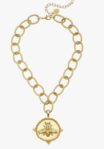 Susan Shaw Gold Bee Pendant on Loop Chain Necklace (3003bg)