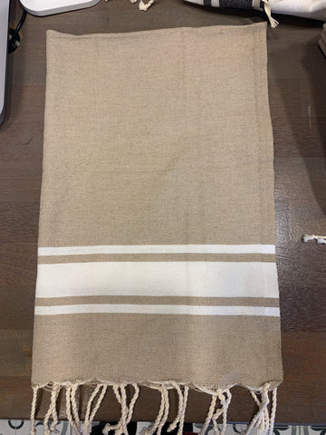 Turkish dish towel tan with white stripe
