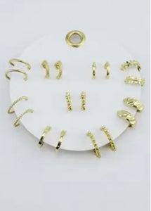 Set of 9 Gold Hoop Earrings
