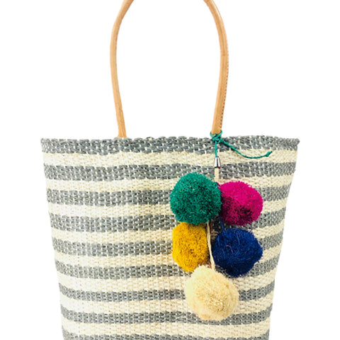 Shebobo Straw Beach tote- large grey-sale