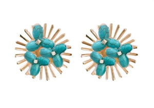 Turquoise and Gold Sunburst Studs