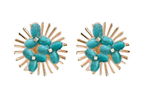 Turquoise and Gold Sunburst Studs