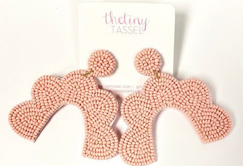 Scallop Pink Beaded Earrings