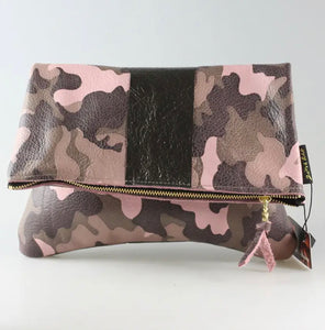 Pink Camo Fold-over Clutch