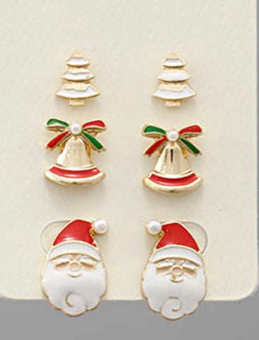 Tree, Bell, and Santa Earring Set