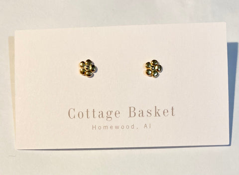 Gold Plate Flower Stud Earrings