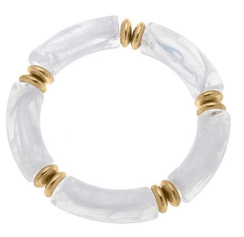 Resin Stretch Bracelet with Gold Discs-Clear