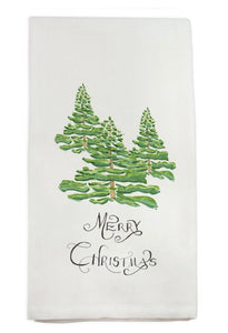 Merry Christmas “tree” white tea towel