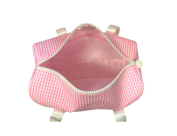 Trvl hot pink gingham travel bag