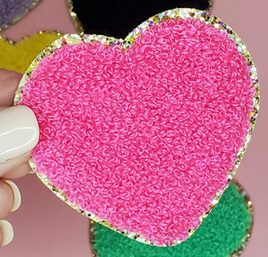 Hot Pink Chenille Heart Patch