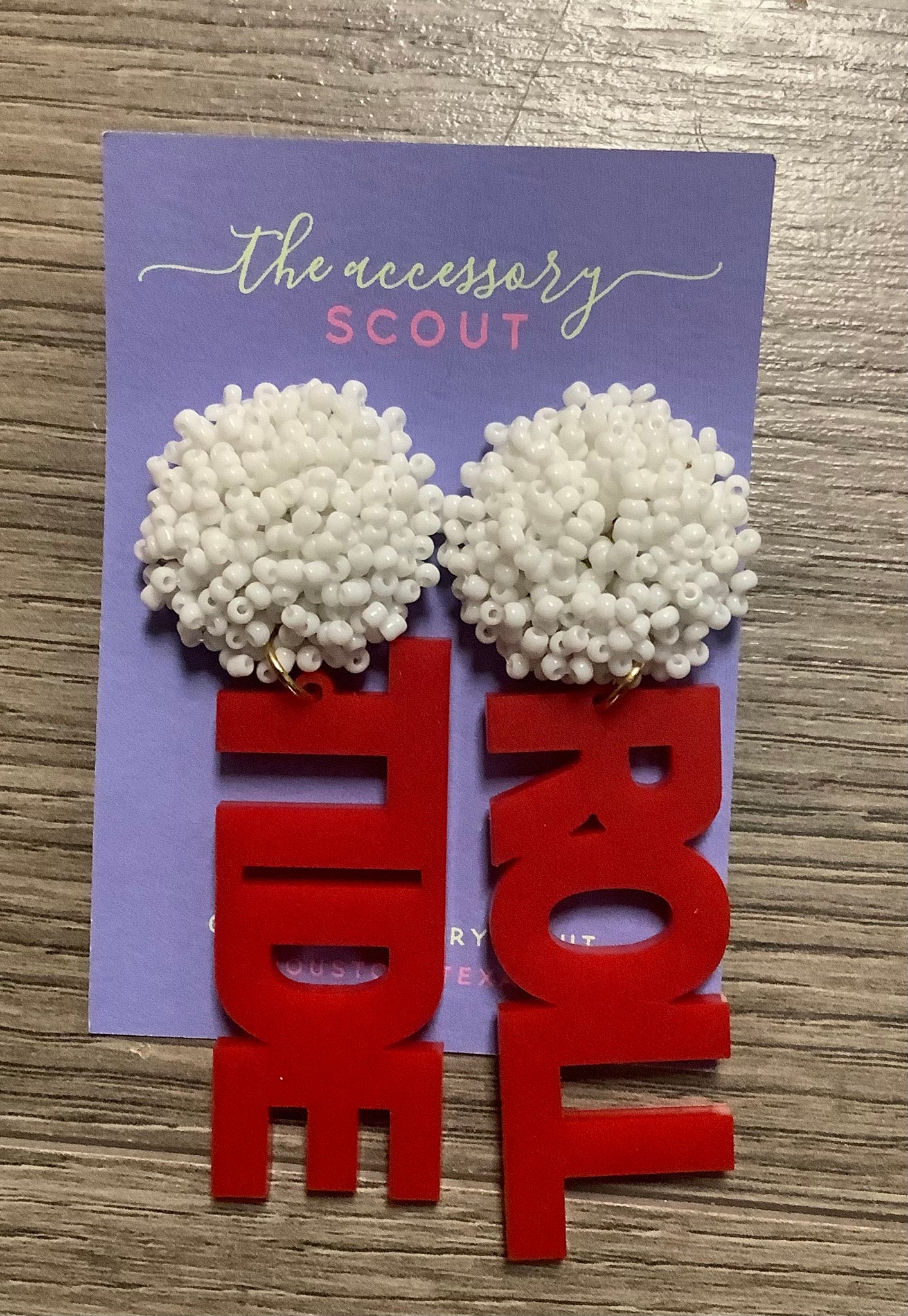 ROLL TIDE with Cluster of White Seed Bead Earrings
