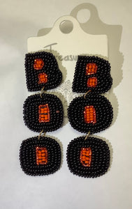 Black Beaded BOO Earrings