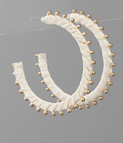 White with Gold Studs Hoop Earrings